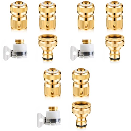 HASTHIP® 12PCS Tap Connector Brass Pipe for Garden Hose Quick Connectors 1/2 3/4 Inch Faucet Adapter Sets Bathroom Kitchen Outdoors HASTHIP® 12PCS Tap Connector Brass Pipe for Garden Hose Quick Connectors 1/2 3/4 Inch Faucet Adapter Sets Bathroom Kitchen Outdoors